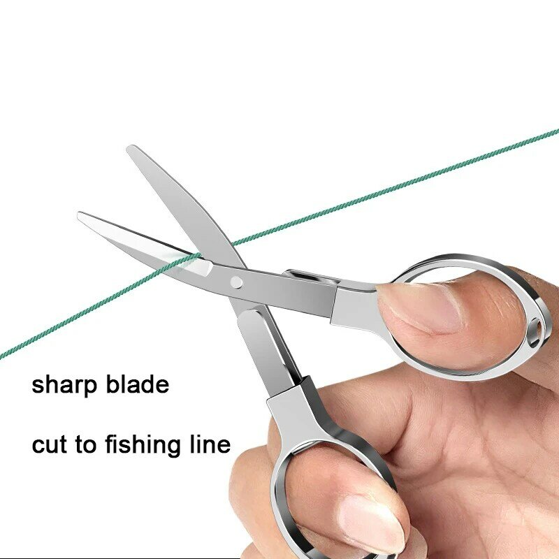 ALASICKA Carbon Steel Scissor Foldable Fishing Knot Braided Fishing Scissor Fishing Line Cutter Fishing Tackle Tool Cutting Wire