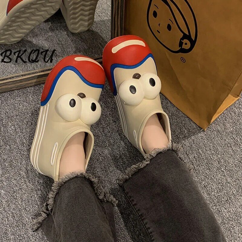 BKQU-Cute Funny Big Eyes Rain Shoes, Ins Alto Nível de Aparência, Palhaço Curto Fora Vestindo Ankle Boots, Novo, Primavera, 2022