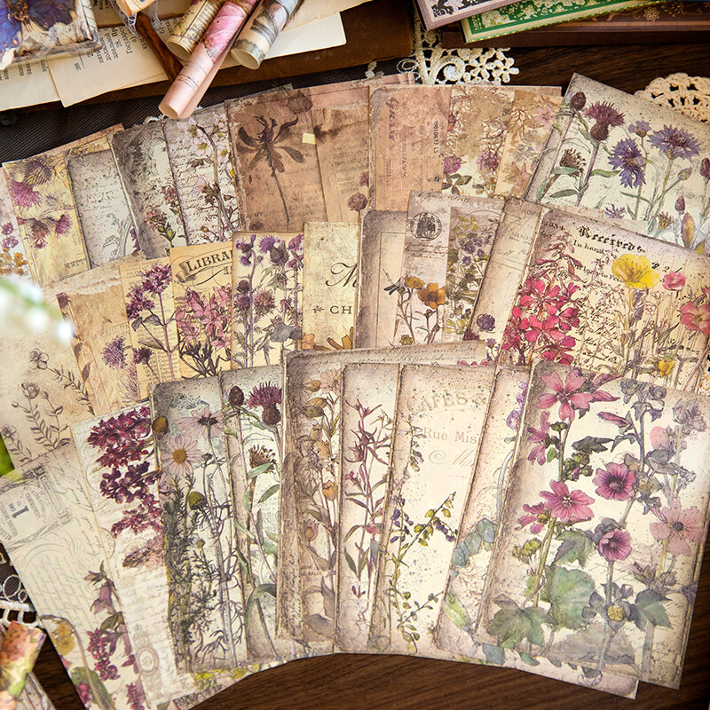 60 lembar bahan kertas sekali cerita buku catatan Retro bahan DIY dekorasi kertas dasar buku tempel 125*85mm