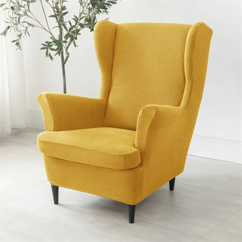 1Set Wingback Chair Slipcover With Elastic Bottom Armchair Sofa Cover King Back Wing Chair Slipcover for Bedroom Living Room
