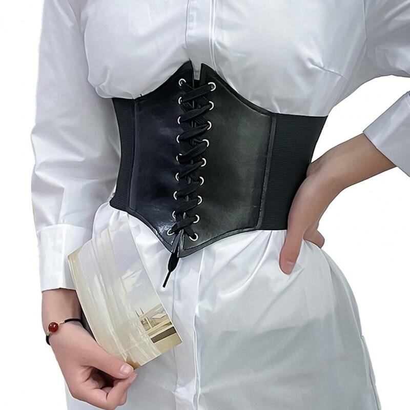 Corset large en similicuir pour femme, ceinture saillante amincissante, ceinture large à lacets, accessoires pour vêtements