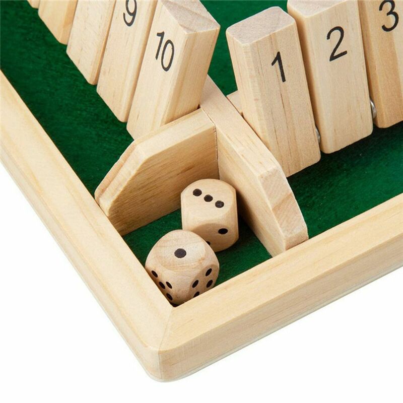 Wooden Dice Board Game 4 Players Pub Bar Party Supplies Flaps & Dices Game Family Entertainment Kids & Adults Shut The Box