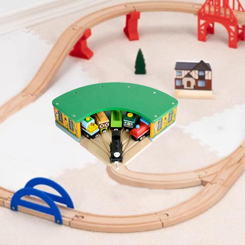 어린이용 나무 기차 집 장난감, 재미있는 개발, 창의력 증진, 대부분의 브랜드 철도 세트와 호환