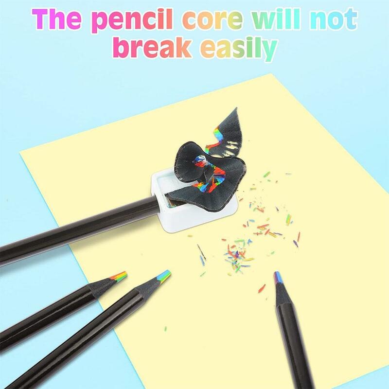 ดินสอสีรุ้ง7สีแบบศูนย์กลางการไล่ระดับสีภาพวาดเป็นของขวัญเด็กๆเครื่องเขียนดินสอ T6Y2ศิลปะหลากสี