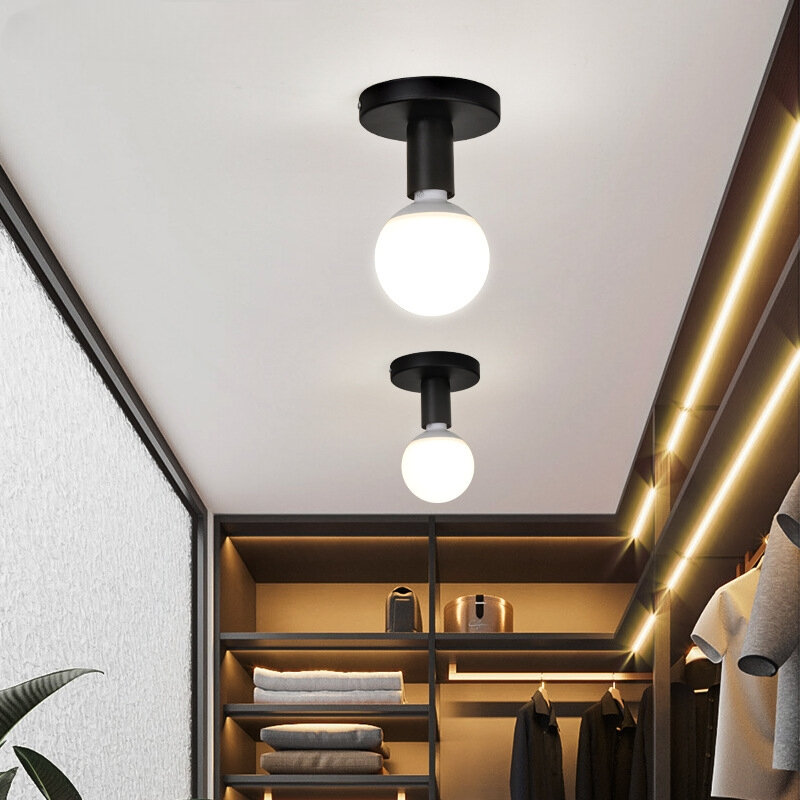 미니멀리스트 블랙 E27 천장 조명, 현대 북유럽 레트로 다리미 램프 장식, 거실 침실 욕실 주방 홀 및 발코니