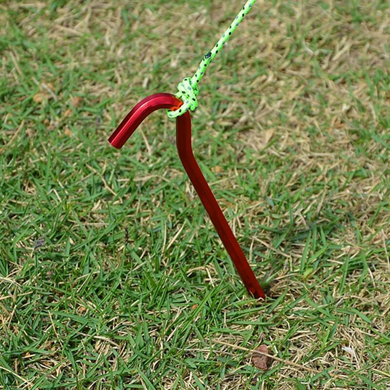 Tent Pegs Aluminum Alloy Ground Nail With Windproof Rope Buckle Set For Hammock Camping Awning Canopy