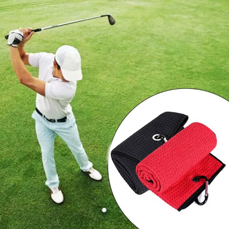 Golf Towel Delicate Touch Strong Water Absorption Quick Dry Wipe Sweat with Carabiner Fitness Gym Running Fiber Waffle Towel