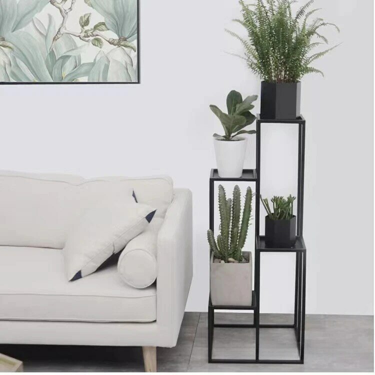 Maceta de flores montada, soporte de estantes para plantas de interior, decoración de sala de estar