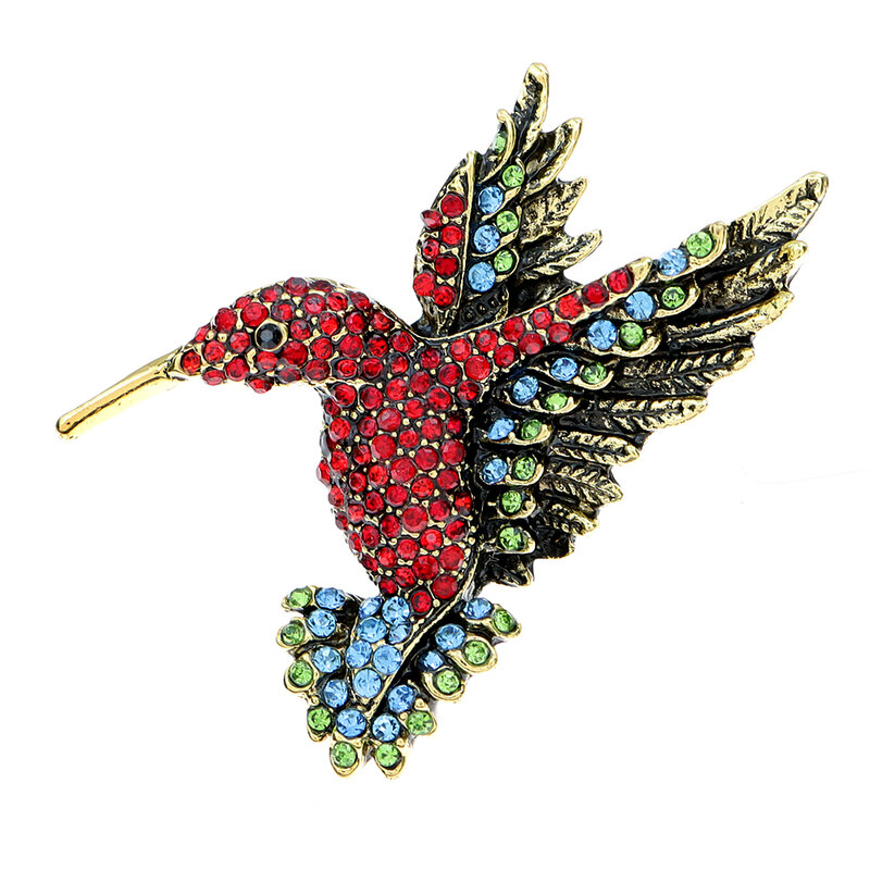 CINDY XIANG Colorful Rhinestone Hummingbird Brooches for Women Animal Pin Korea Fashion Accessories Winter Coat Party Jewelry