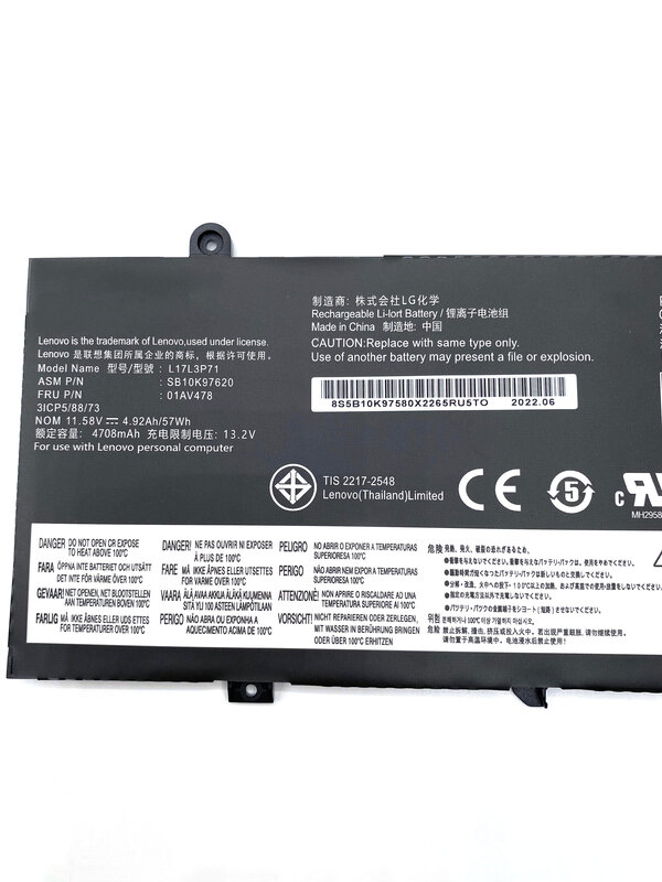 Batterie d'origine pour Lenovo ThinkPad, L17L3P71, série T480S, L17M3P71, L17M3P72, 01AV478, 01AVicer, 01AV480, SB10K97620, SB10K97621, nouveau