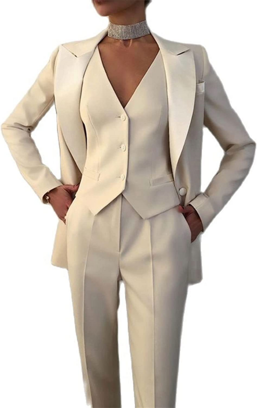 3 Stuks Damespak Set Revers Blazer Business Jacket + Vest Broek Office Lady Broekpakken Formele Single Breasted Party Prom Dress