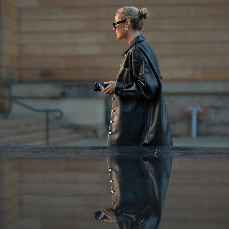Giacca da motociclista da motociclista allentata alla moda elegante da donna primavera autunno giacche in similpelle nera camicette in pelle PU cappotto di base
