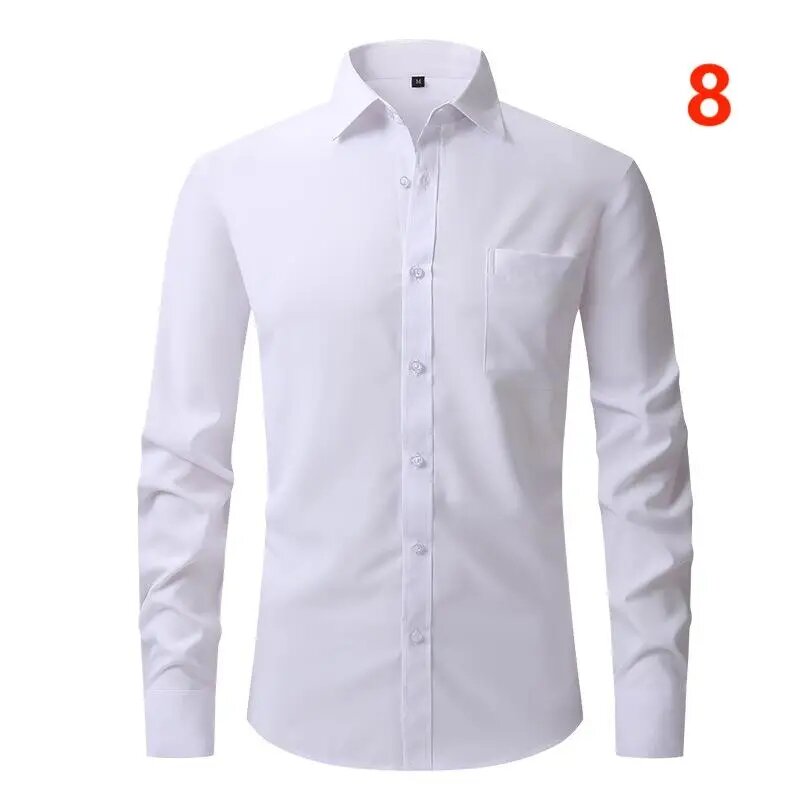 Camisa elástica de manga comprida masculina, tops casuais para negócios, JHCY111, novo