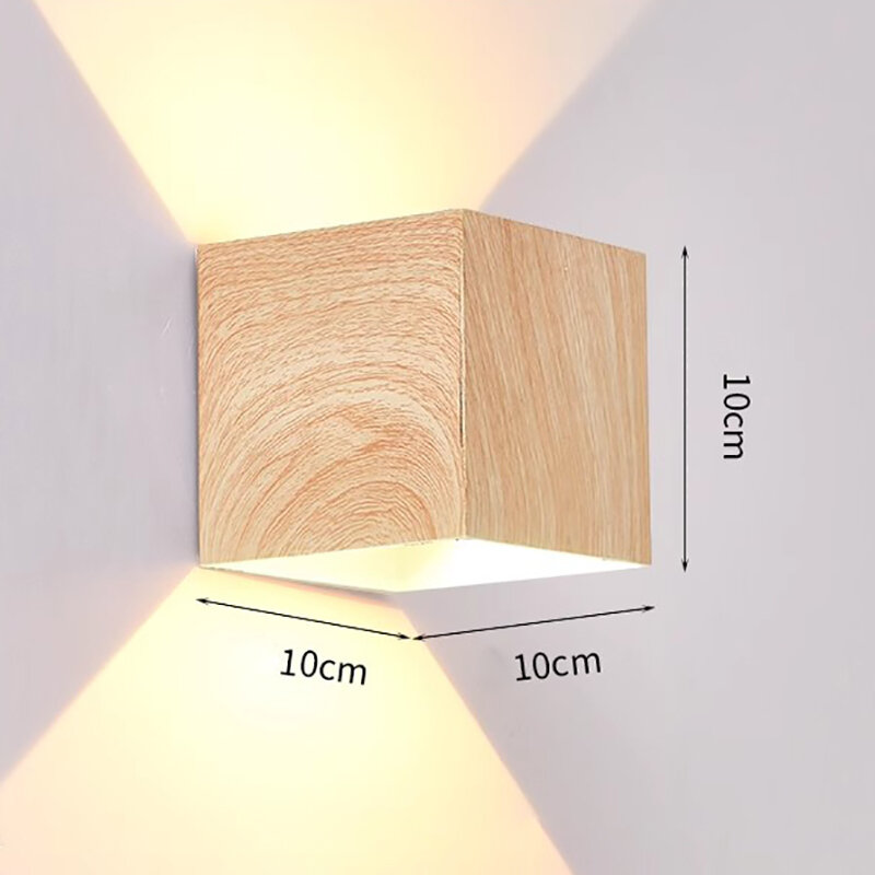 Nordic Wood Wall Lamp LED Original Wooden Walnut Square Room Decor Wall Sconce Bedroom Living Rooms Study Home Fixture Led Light