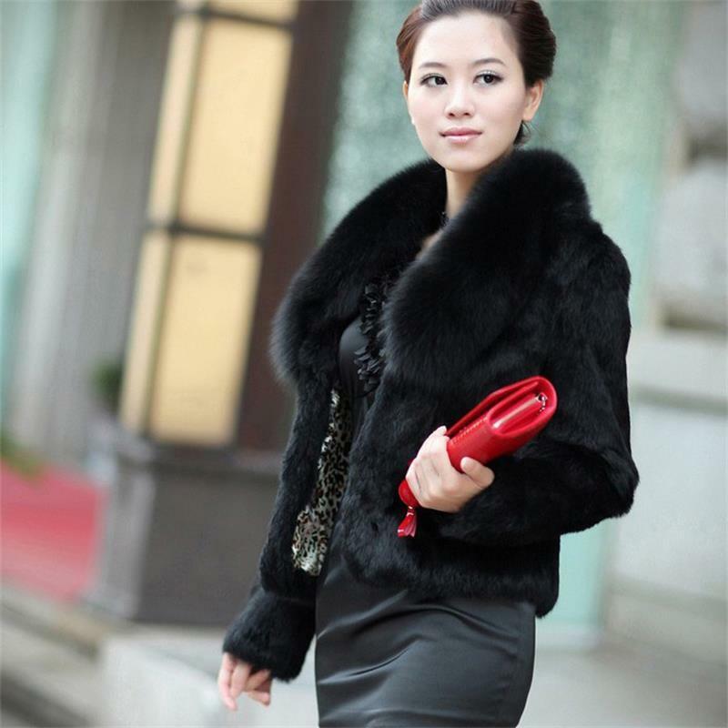 Woman Fashion Natural Fur Coat Female Elegant Fluffy Thick Warm Fox  Jacket Outerwear Ladies Real     G538