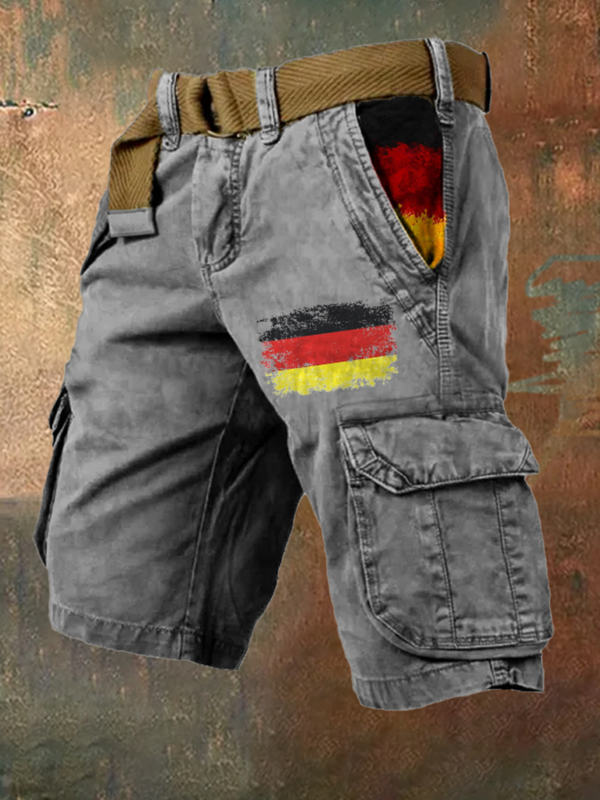 Sommer Herren Overalls Vintage Flagge Casual Shorts 3D bedruckte Cargo Shorts stilvolle Sport Komfort Herren Shorts