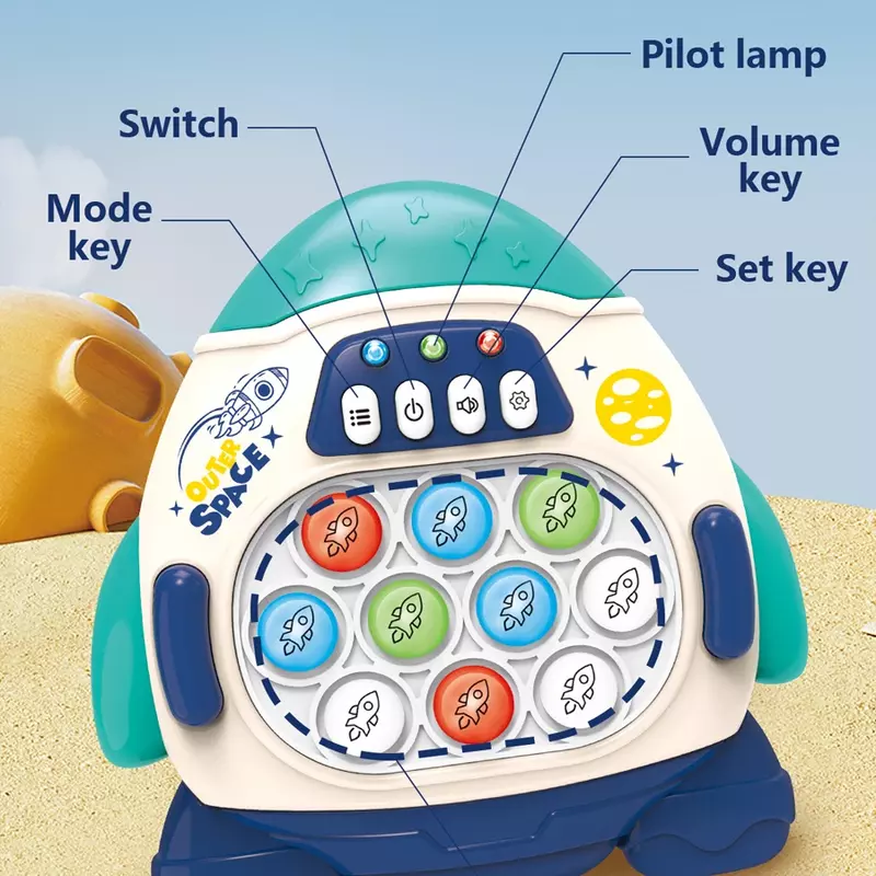 Console de jogos eletrônico Pop Push com iluminação LED RGB, Fidget Brinquedos para Adultos e Crianças, Quick Push Toys, Nível 999