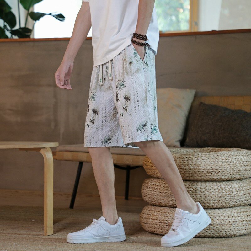 Short de rue imprimé rick chinois traditionnel pour homme, taille élastique, confortable, vêtements d'été, nouveau, 2024