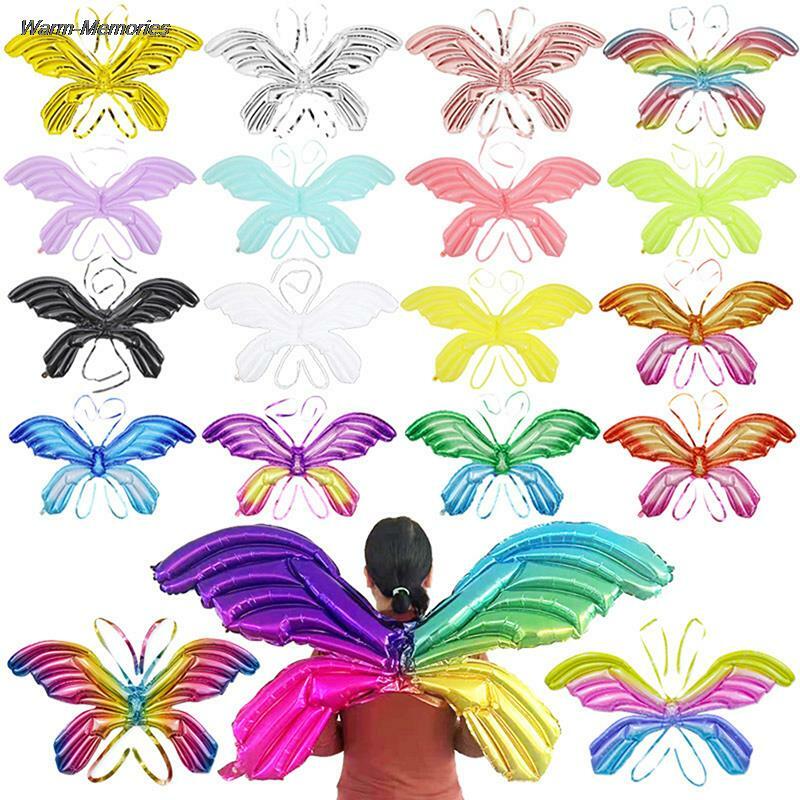 1 Buah Balon Foil Kupu-kupu 3D 122*89Cm Balon Sayap Malaikat Besar Balon Peri Kupu-kupu untuk Pernikahan Ulang Tahun Anak Perempuan