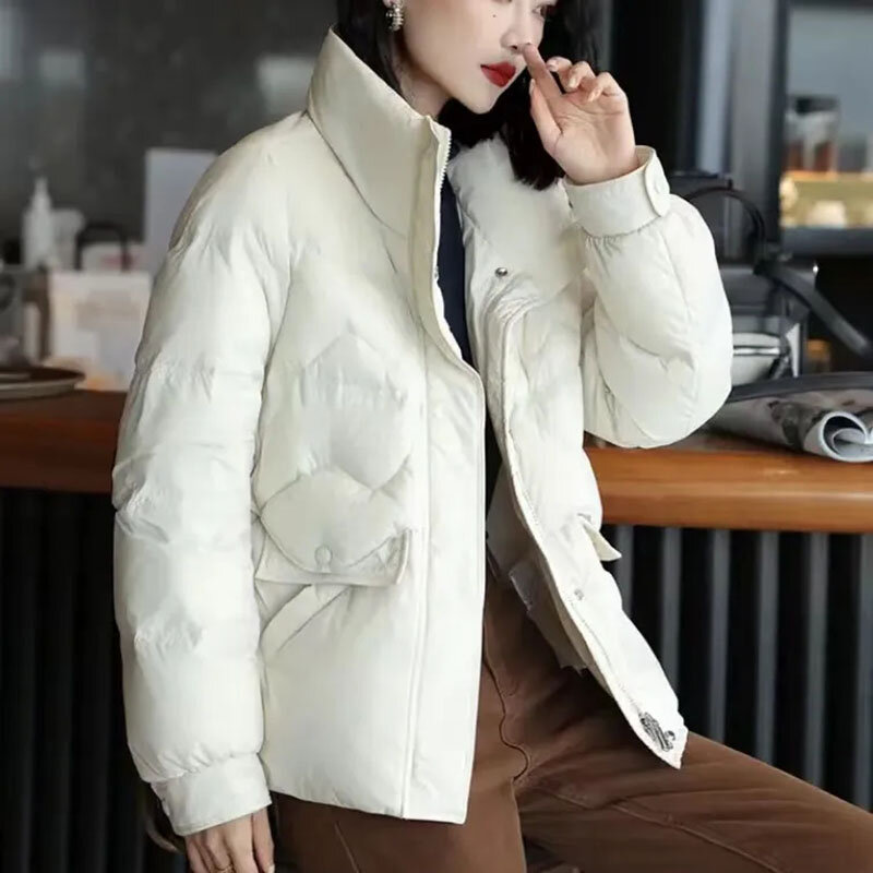 2023 New Winter Down Cotton-Padded Jacket Coat Loose Joker Casual Padded Warm Fashion Elegant Temperament Zipper Overcoat