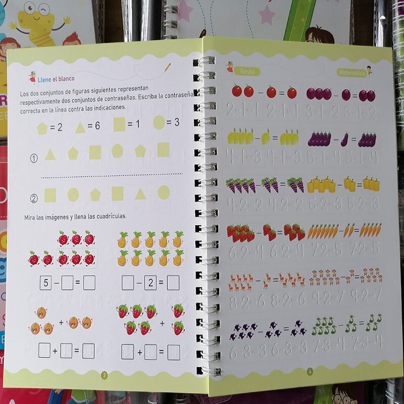 Kalligraphie Copybook Magic Book Kinder 4 Bücher wieder verwendbare Kalligraphie sank Montessori Handschrift Schreiben Spielzeug Geschenke Notizbuch