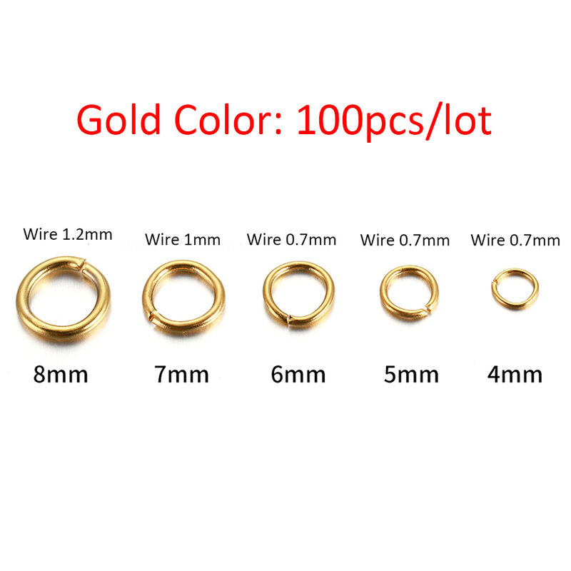 200 sztuk/100 sztuk nie znikną otwarte pierścienie ze stali nierdzewnej złoty kolor dzielone pierścienie złącza do tworzenia biżuterii DIY dostaw