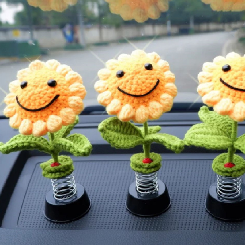 Swing Head Sonnenblume Form Automotive Dashboard Dekoration, Mini Autozubehör, Sonnenblume Daisy Blume, Urlaub, kleine Geschenke