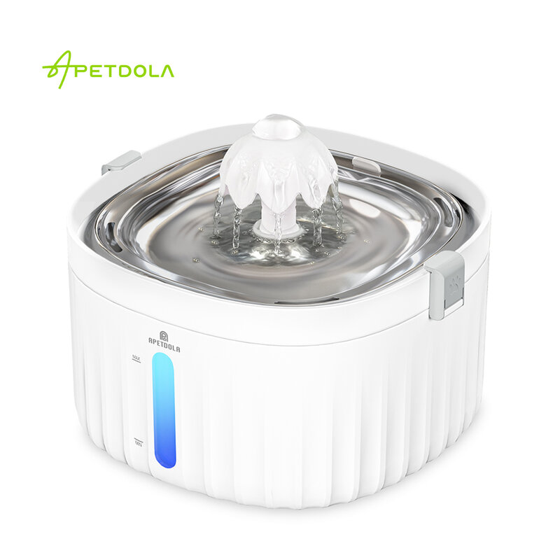 APETDOLA Cat Water Fountain Automatic Pet Water Dispenser for Cats Dogs with Stainless Steel Tray 6-level Filtering System fp10