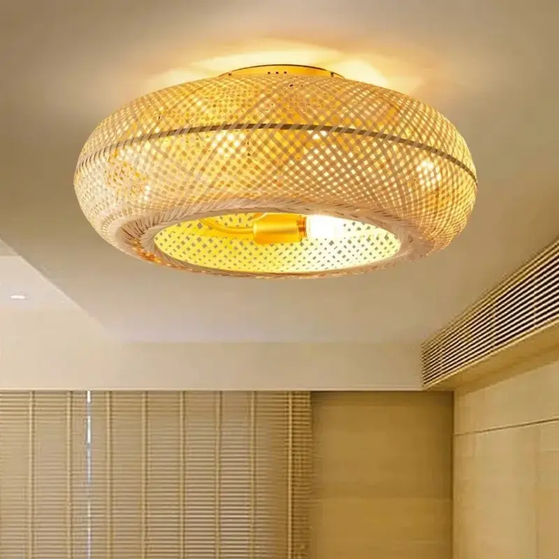 Minimalist ische amerikanische Bambus weben Decken ventilator Licht Kunst Restaurant kreative Laterne Schlafzimmer Wohnzimmer Decken leuchte