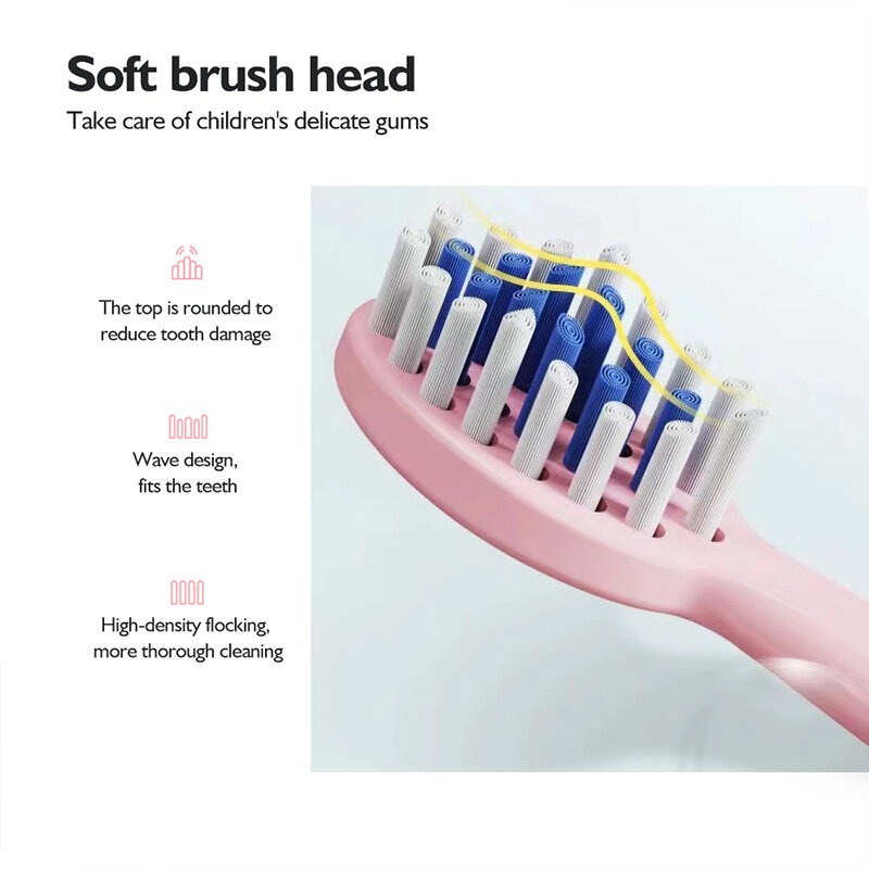 Children Electric Toothbrush Cartoon Kids With Replacement Head Ultrasonic  IPX7 Waterproof Rechargeable Sonic Toothbrush