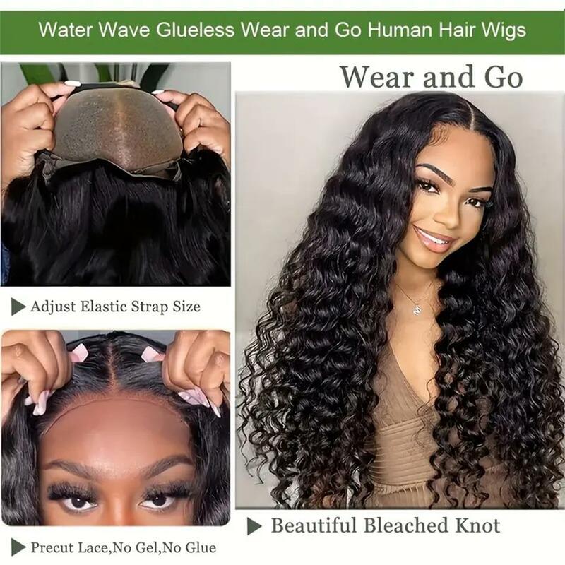 Perucas de cabelo humano encaracolado para mulheres, 13x6 HD Lace Frontal Wig, Densidade 180%, 5x5 Glueless, Encerramento Peruca, Onda de água, Iniciantes Precut