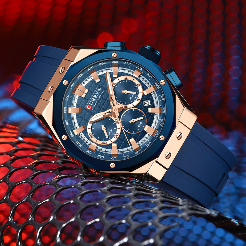 CURREN orologi da uomo cinturino in Silicone di lusso di marca cronografo sportivo al quarzo impermeabile orologio militare orologio da uomo luminoso con data