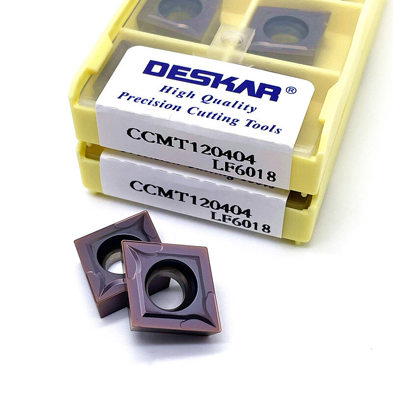 DESKAR-Carbide Insert Cutter, Torno CNC Turning Tool, Aço inoxidável, CCMT060204, CCMT060208CCMT09T304, CCMT120404, LF6018, LF6118
