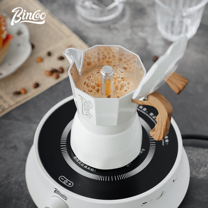 BINCOO Pot kopi katup ganda, panci pembuat kopi rumah penggiling tangan Espresso kecil