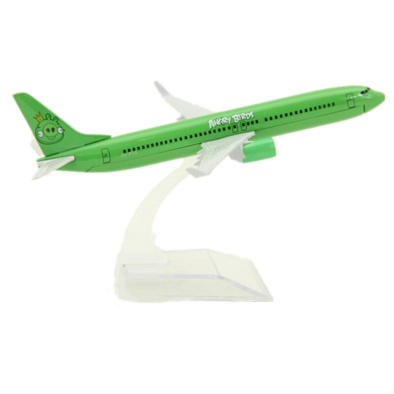 Модель самолета 16 см зеленая птица Боинг B737 металлическая модель самолета