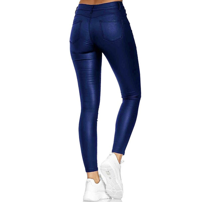 Celana legging olahraga wanita, celana legging ramping seksi pinggang tinggi warna polos pinggang tinggi 2024