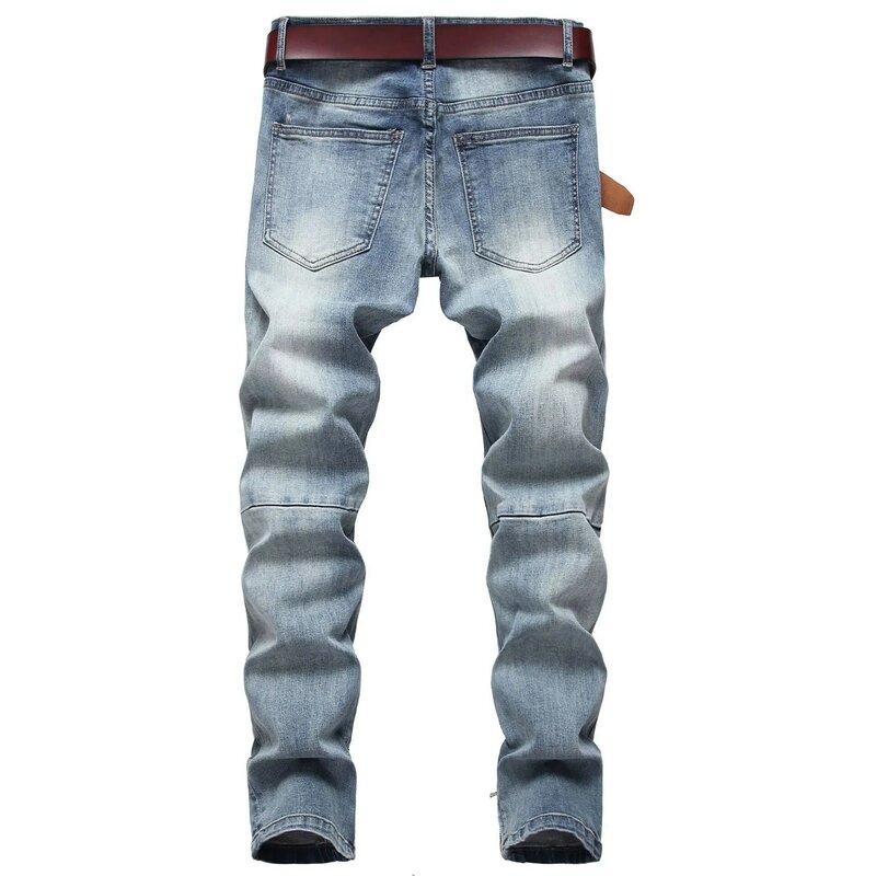 European and American New Distressed Casual Jeans for Men, Pure Black Men's Jeans