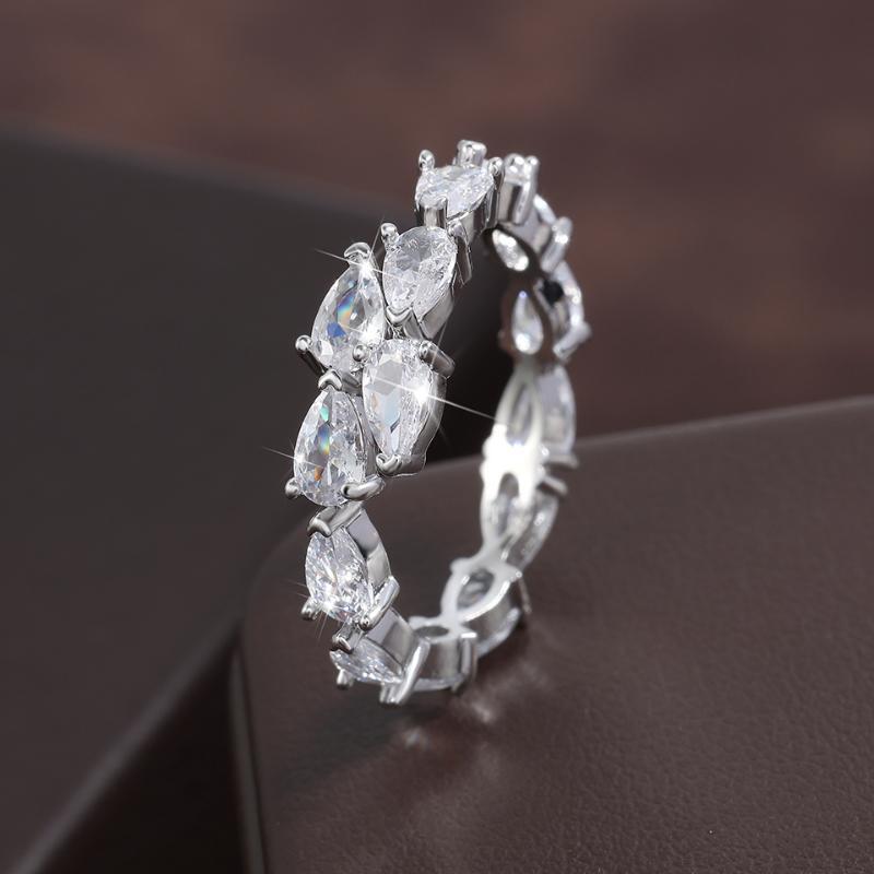 ZAKOL Fashion 3 Layers Irregular Zirconia Open Rings for Women Silver Color Ring Rectangle Shinny CZ Wedding Jewelry RP2250