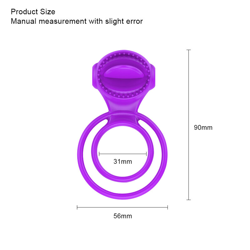 Silicone Penis Ring with Strong Tongue Vibrator Delay Ejaculation Sex Toys for Men Erection Cock Ring Clitoris Stimulation