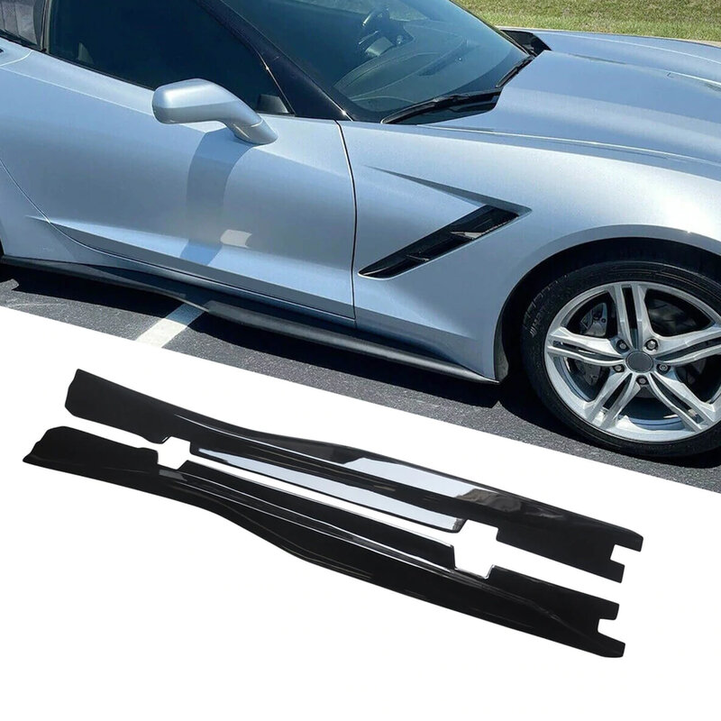 Side Skirts Compatible With 2020-2023 Chevrolet Corvette C7 Rocker Panel Extension Black 2020 2021 2022 2023