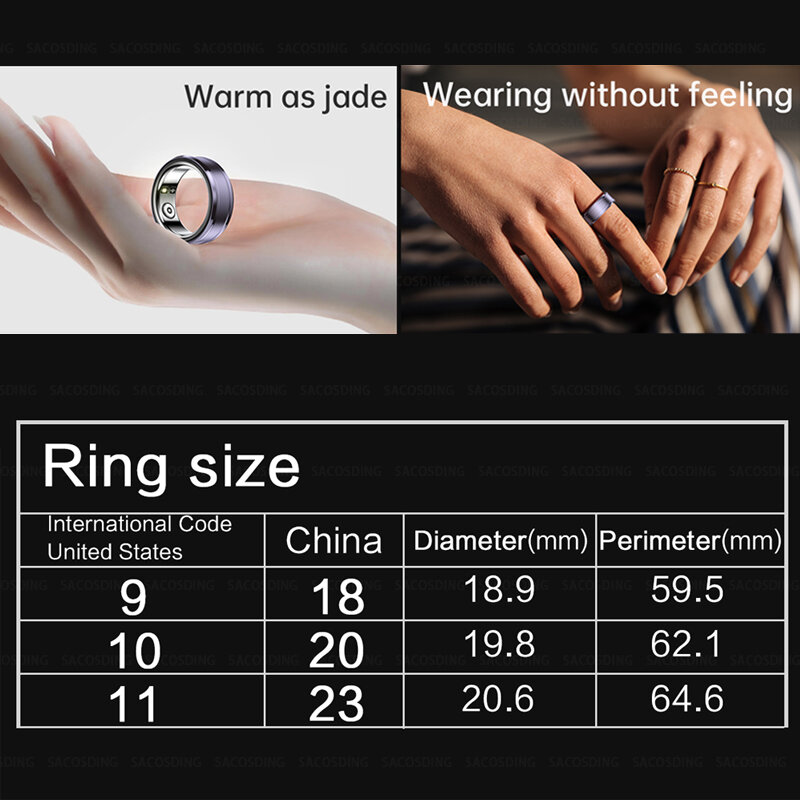 Smart Ring Multifunctionele Step Health Tracker Hartslag Bloed Zuurstof Monitor Waterdicht Mannen Vrouwen Slapen Fitness Titanium Staal