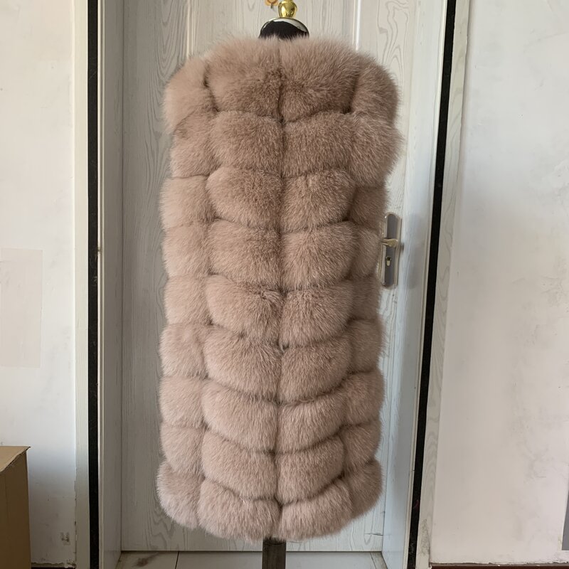 Chaleco de piel de zorro Natural para mujer, abrigo Multicolor cálido, 100% Natural, sin mangas
