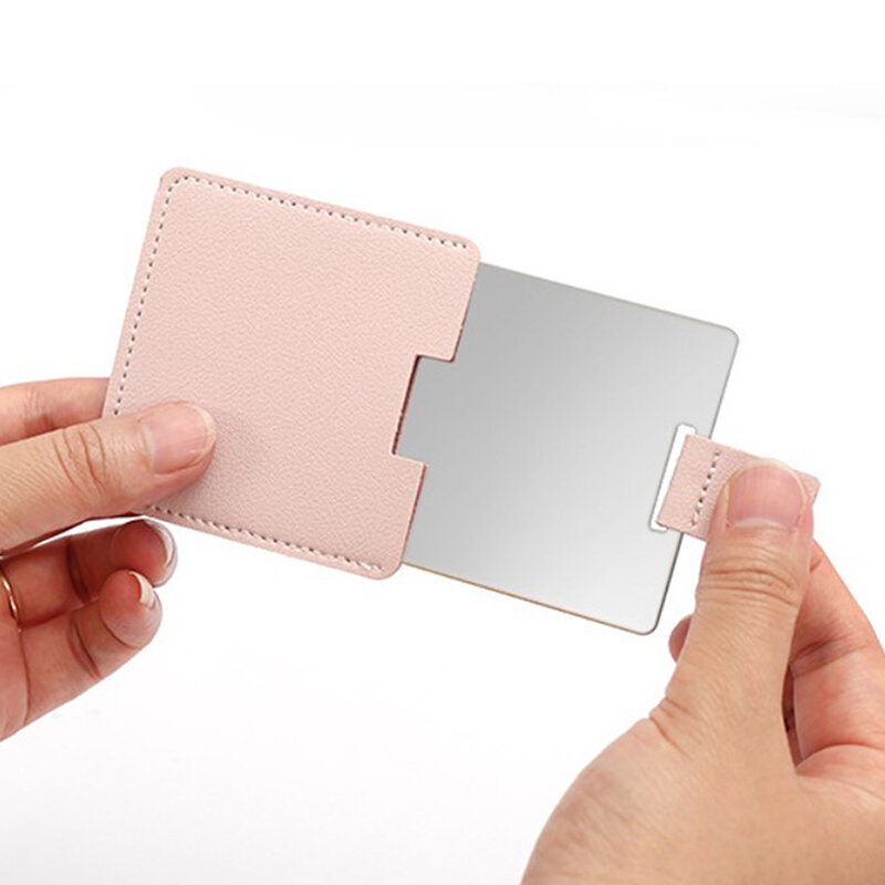 Espejo de tocador ultrafino para maquillaje, espejo de bolsillo rectangular plegable y compacto, 6 colores