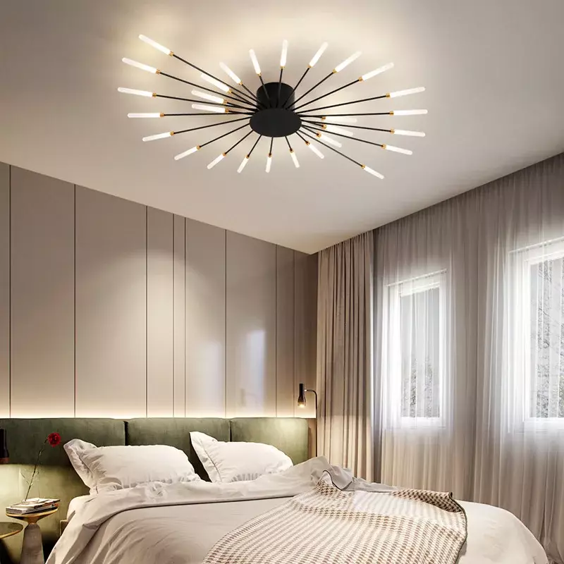 Nordic Gold Chandelier LED Ceiling Lights For Studyroom Bedroom Dining Room Foyer Kitchen Villa Apartment Indoor Home Lighting