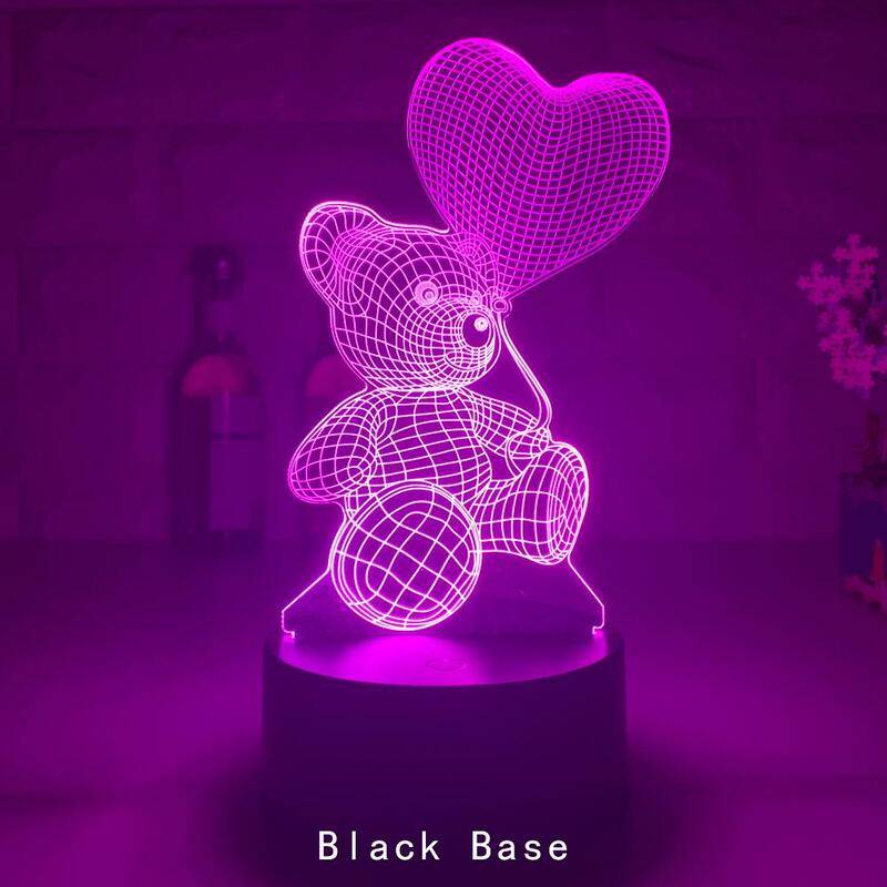 Love Bear Series 3D Light Creative Night Light LED Visual Light Cute Bedside Lamp for Children Bedroom Decor Birthday Gift