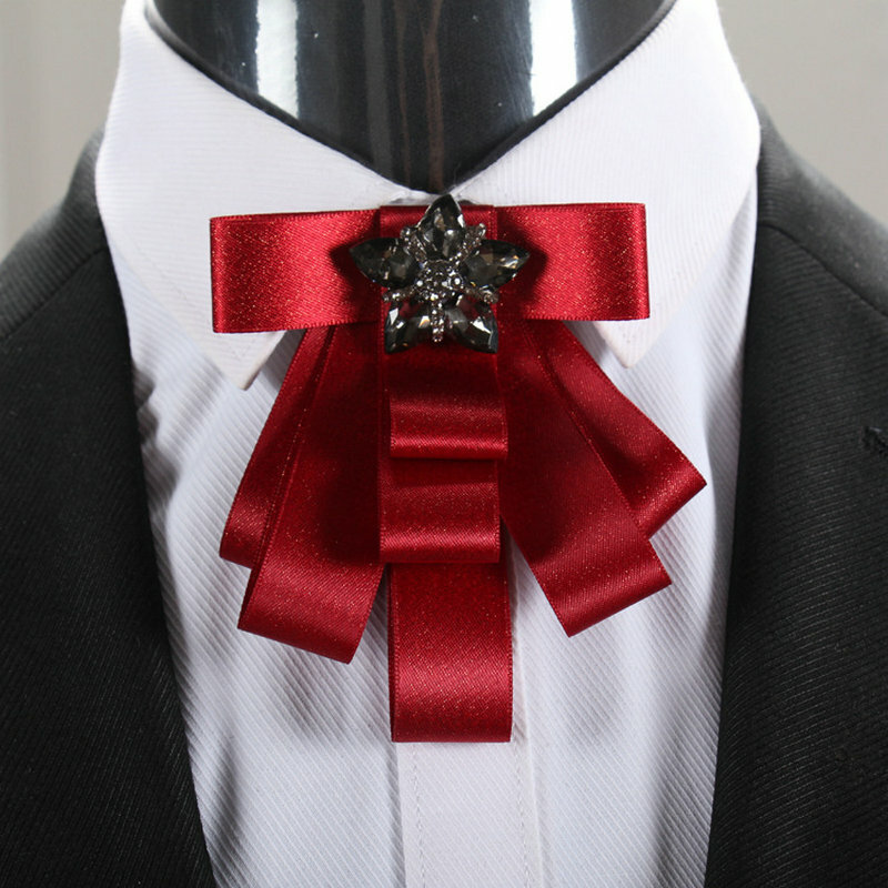 Kaus pesta dansa klub pernikahan bisnis pria Inggris dasi kupu-kupu pita berlian imitasi berkilau tali elastis wanita dasi kupu-kupu