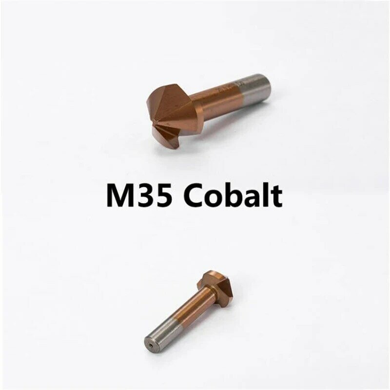Cortador de chaflán de 90 grados, broca de escariado de desbarbado de avellanado de cobalto M35 para metalurgia de acero inoxidable, 3 flautas