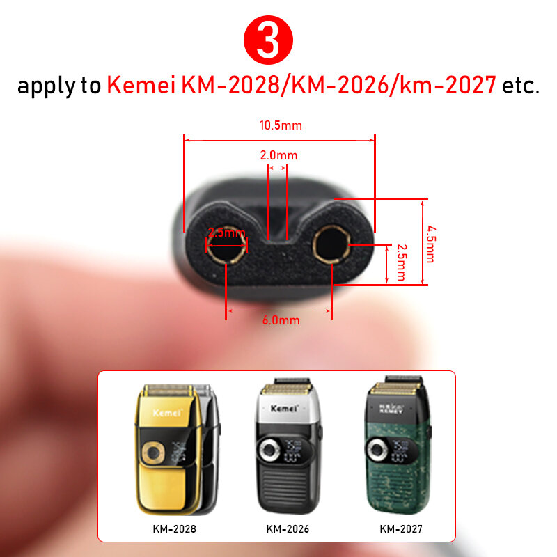 สายชาร์จแบตเตอรี่ไฟฟ้า USB แบบดั้งเดิมสำหรับ Kemei 1986PG 1949 2028 2026อุปกรณ์เสริมเครื่องยนต์ตัดผมที่ตัดขนมืออาชีพ