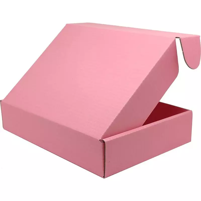 Cartons en papier carton rose avec logo personnalisé, emballage de boîte-cadeau, vêtements de mariage ondulés, moindre expédition