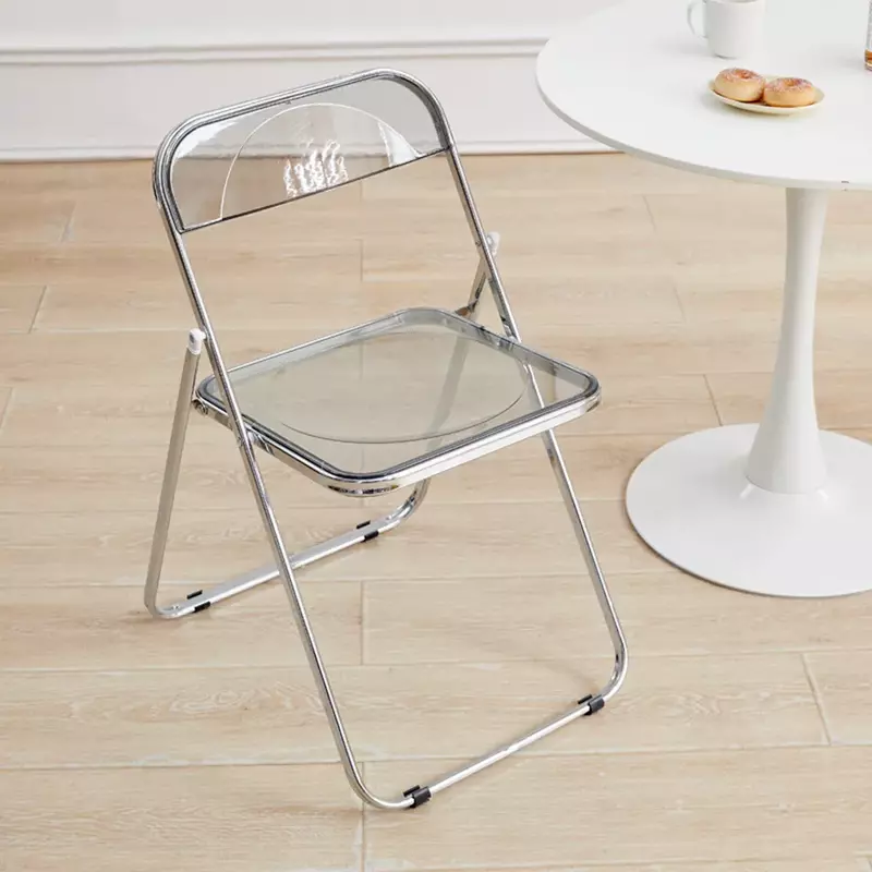 เก้าอี้อะคริลิคพับได้สไตล์อินสตาแกรนเก้าอี้เก้าอี้รับประทานอาหารพับได้แบบยุโรปเหนือห้องนั่งเล่น